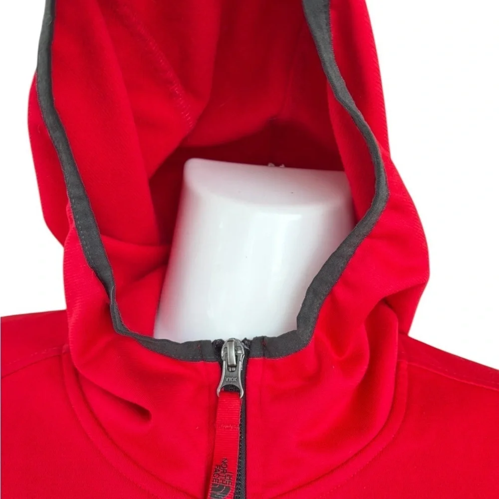 The North Face Kids Glacier fleece full-zip hooded jacket in red and grey